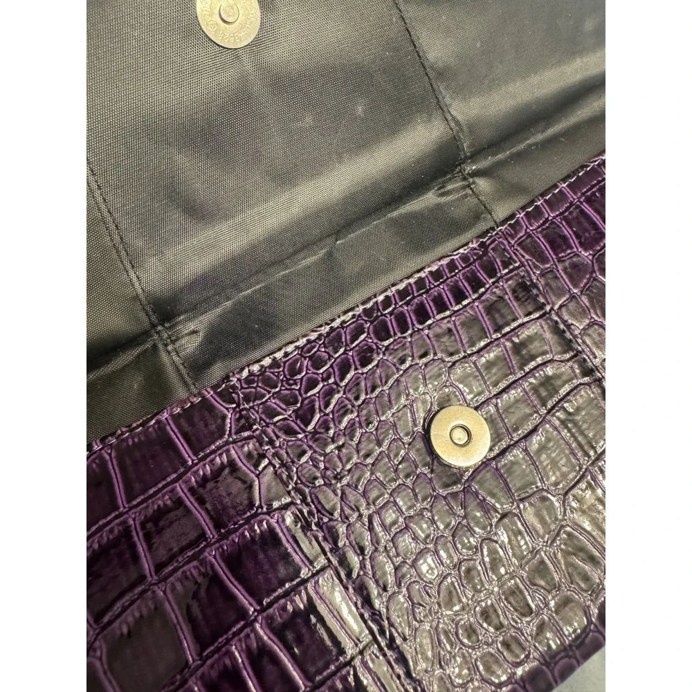Purple Crocodile Embossed‎ Clutch Evening Bag Party Purse Magnetic Closure